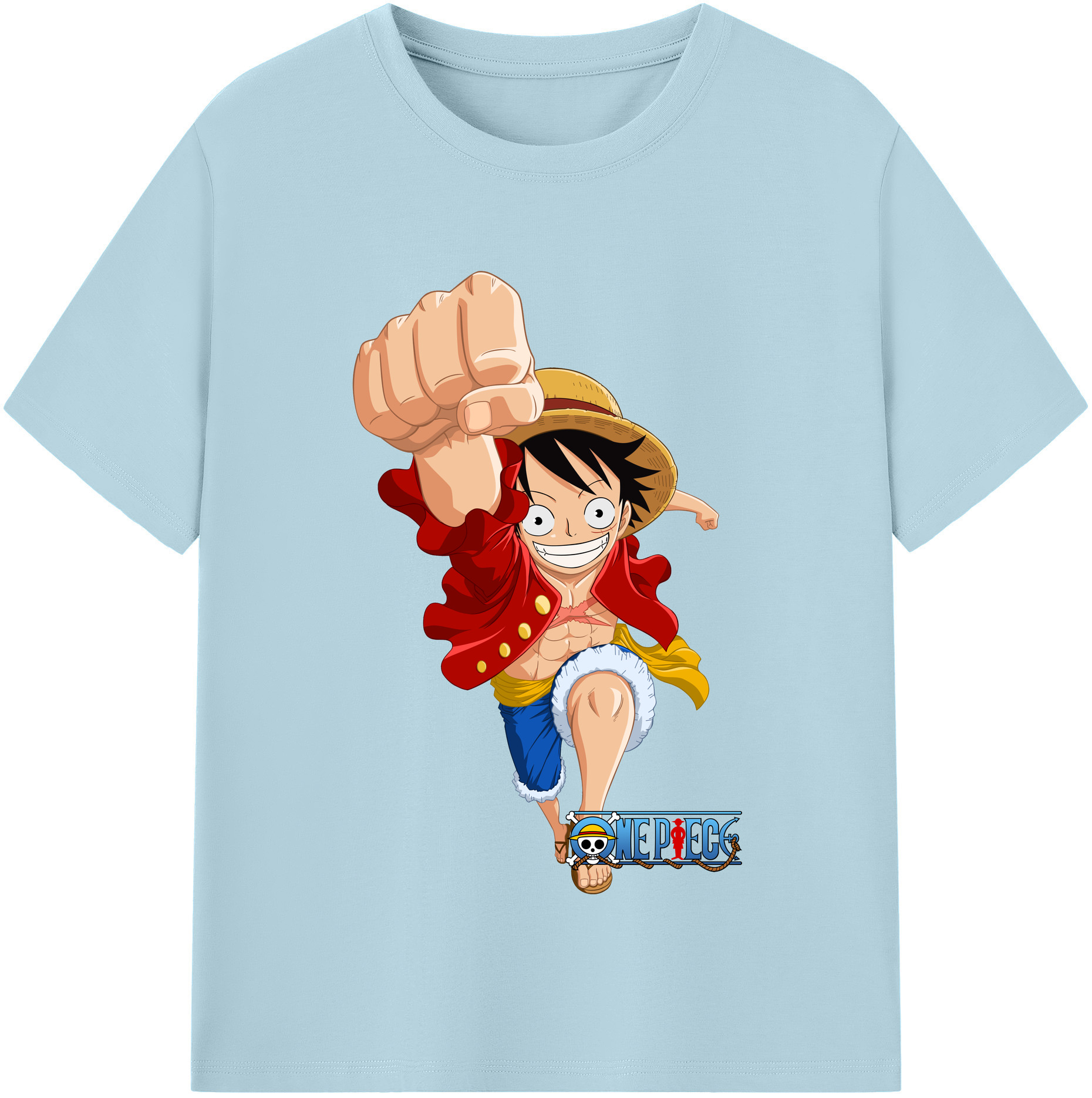 ワンピース モンキー・D・ルフィ ONE PIECE Monkey D. Luffy 綿100％半袖Tシャツ（フロントプリント）